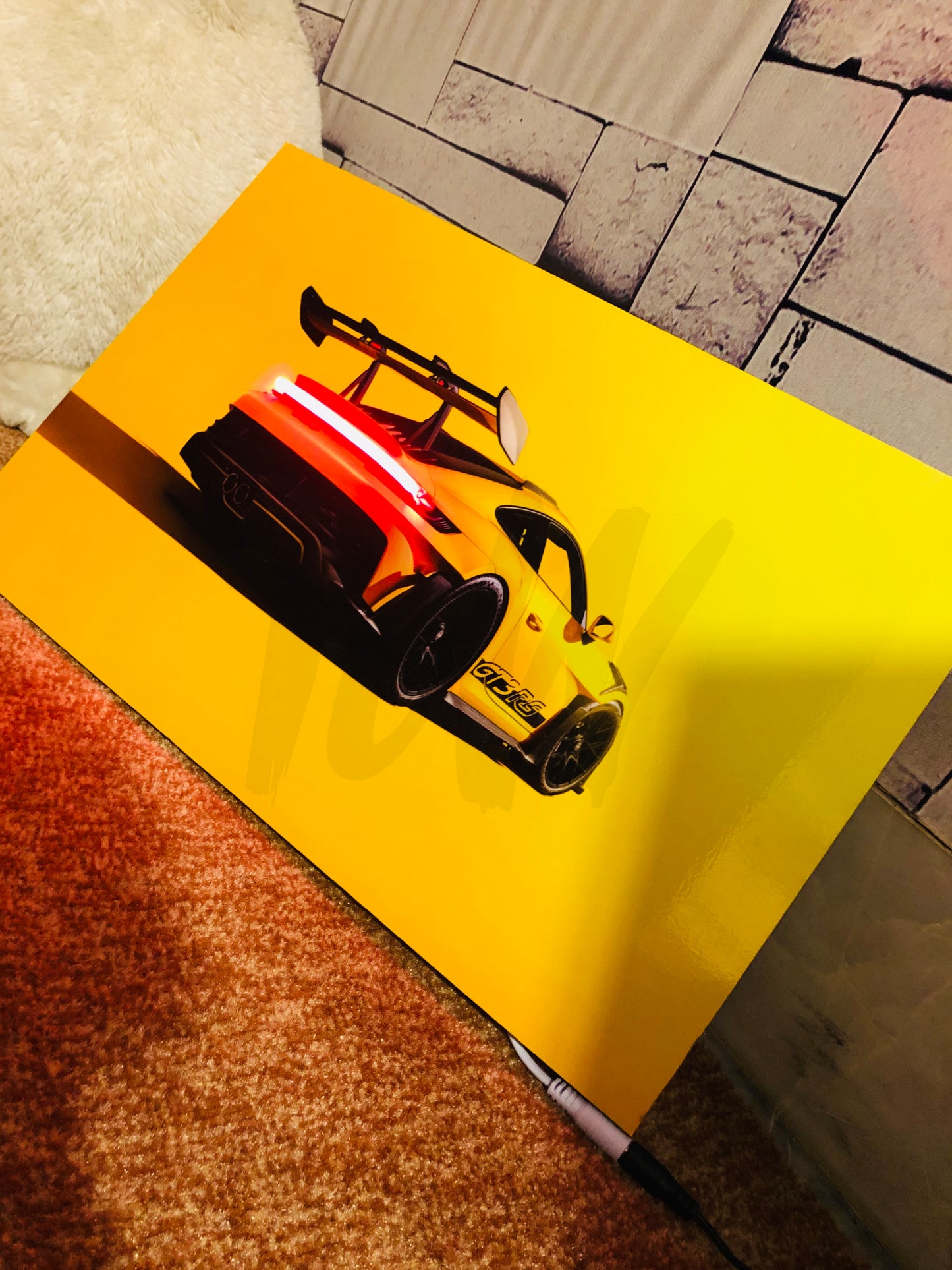 Yellow Porsche 911 GT3 RS Neon Poster | 3D LED Neon Poster under 1999
