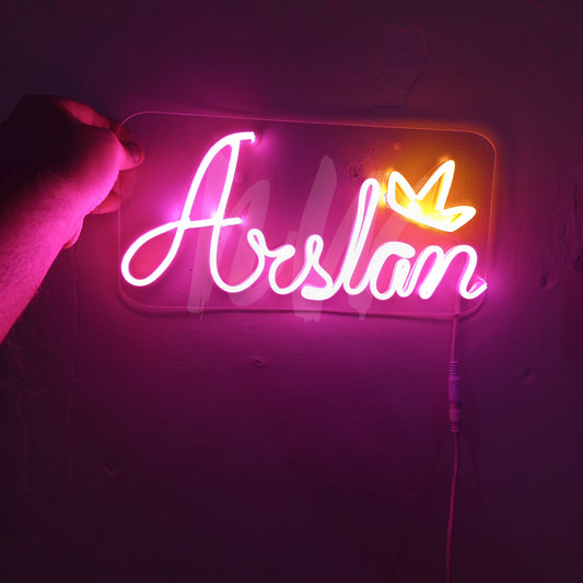 Single Name Arslan Custom Neon Sign with Crown | Letters limit 1-6 | Under 1599