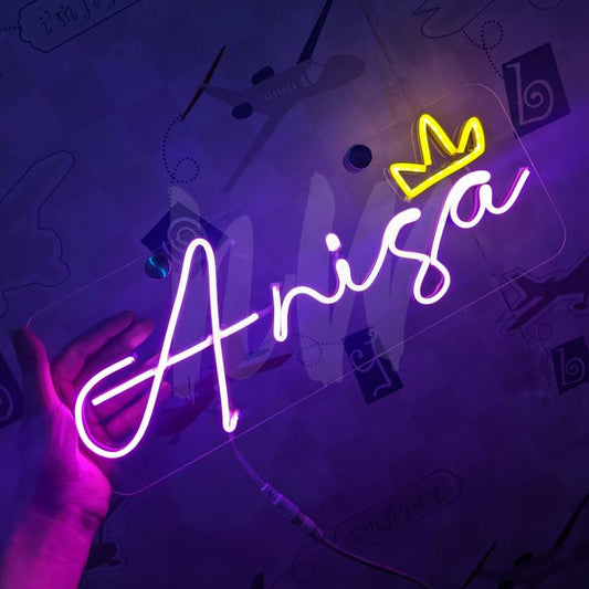 Single Name Anisa Custom Neon Sign with crown | Letters limit 1-6 | Under 1599