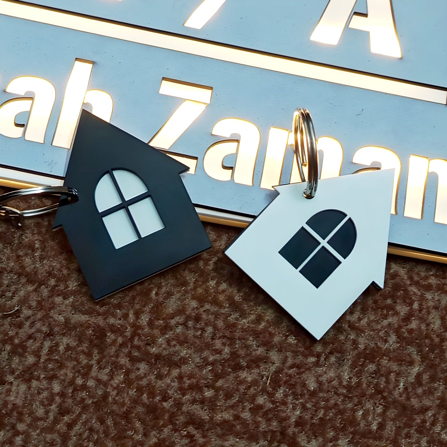 Custom Home Shaped ( Name Keychains )