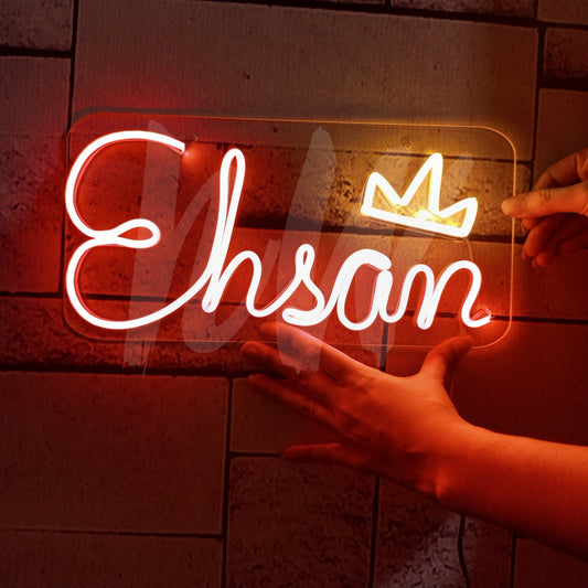 Single Name Ehsan Custom Neon Sign with crown | Letters limit 1-6 | Under 1599