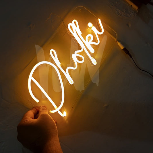 Single Name Dholki Custom Neon Sign | Letters limit 1-6 | Under 1499