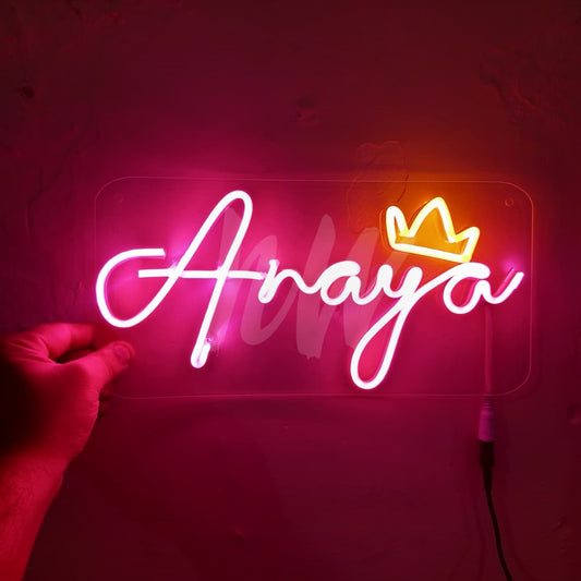 Single Name Anaya Custom Neon Sign with crown | Letters limit 1-6 | Under 1599